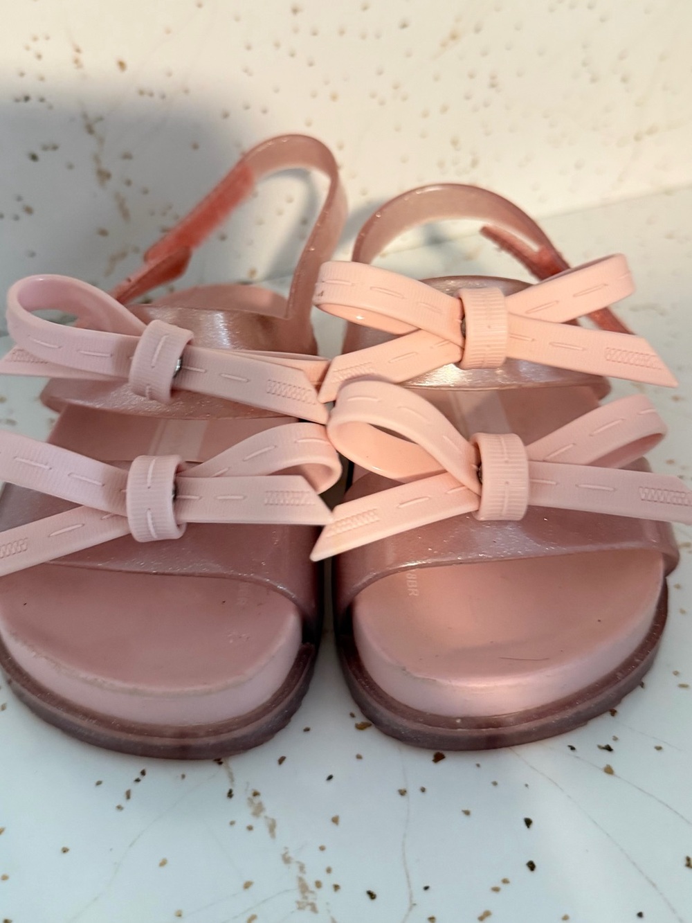 Girls Pink Bow Jelly Sandals